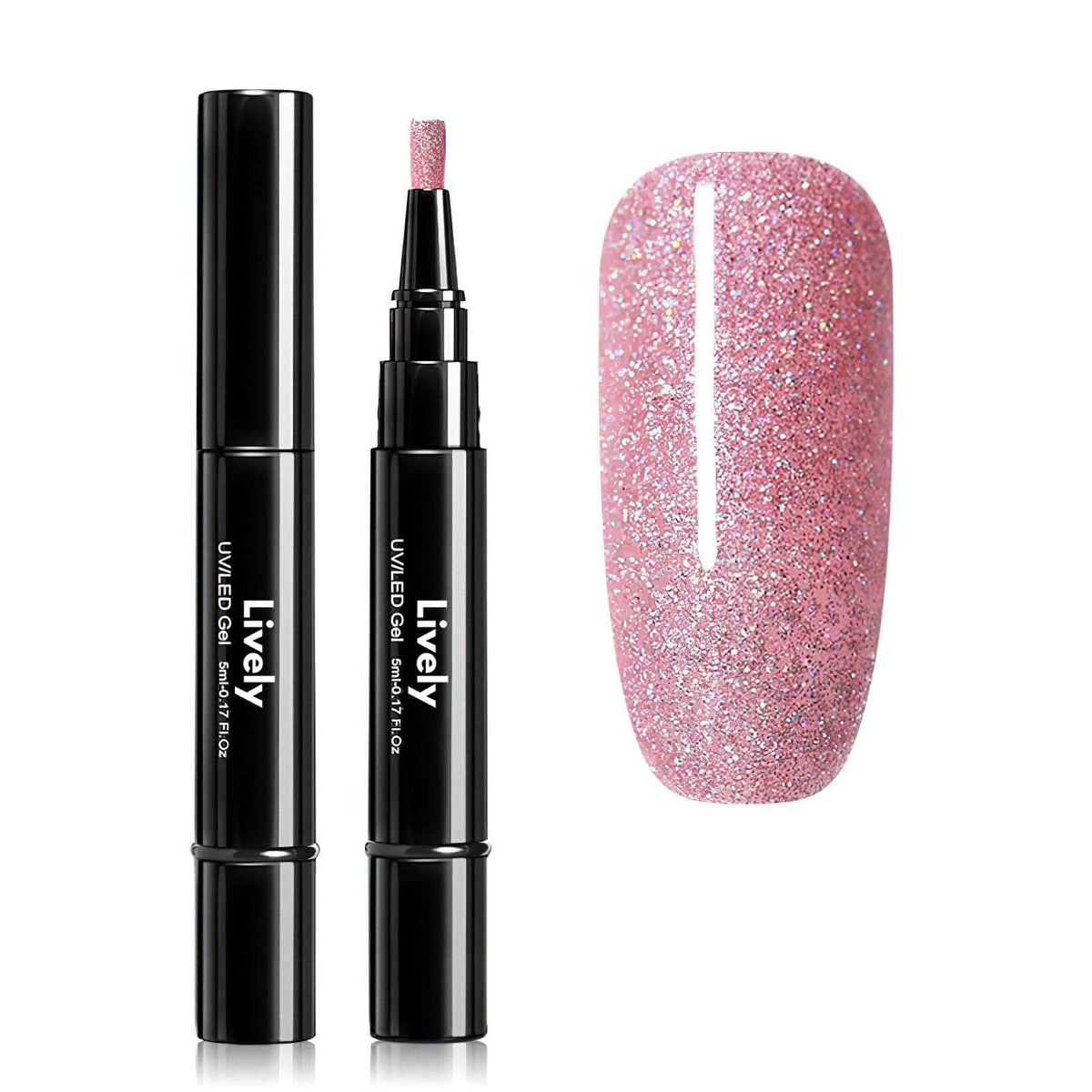 Lively® Ongles & Manucures Rose Paillettes Stylo vernis à ongles | Lively®