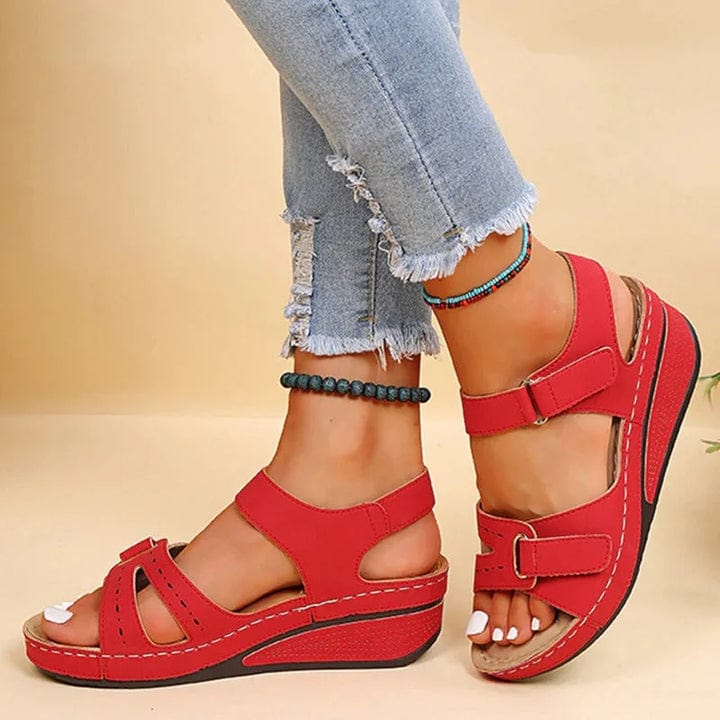 Lively® Sandales Rouge / 35 Sandales orthopédiques en cuir | Lively™