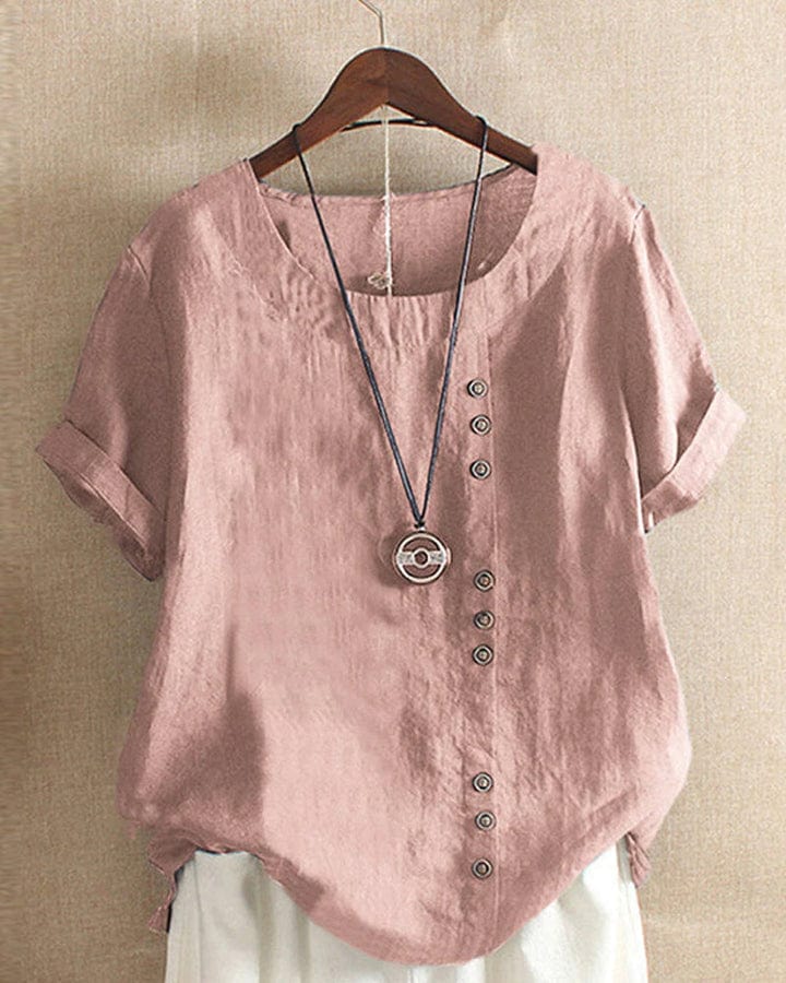 Lively® Vêtements été Rose / S Chemisier oversize boutonné en lin | Lively™