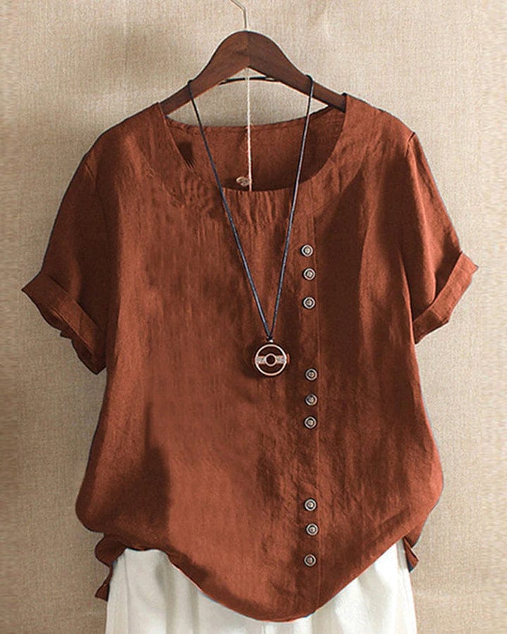 Lively® Vêtements été Marron / S Chemisier oversize boutonné en lin | Lively™