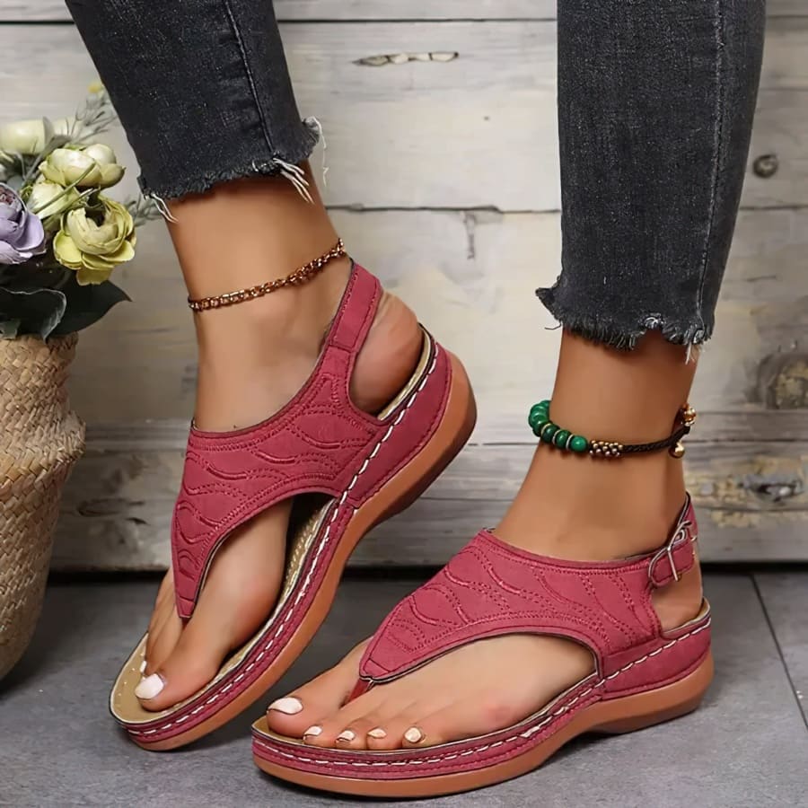 Lively® Sandales Rouge / 35 Sandales orthopédique élégante | Lively™